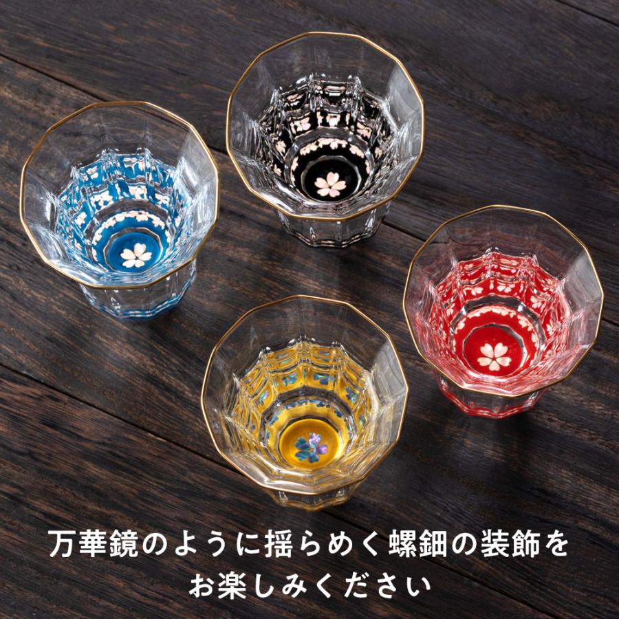 高岡漆器 螺鈿硝子 金杯（万華鏡） 桜・ゴールド 容量60ml 日本酒 冷酒