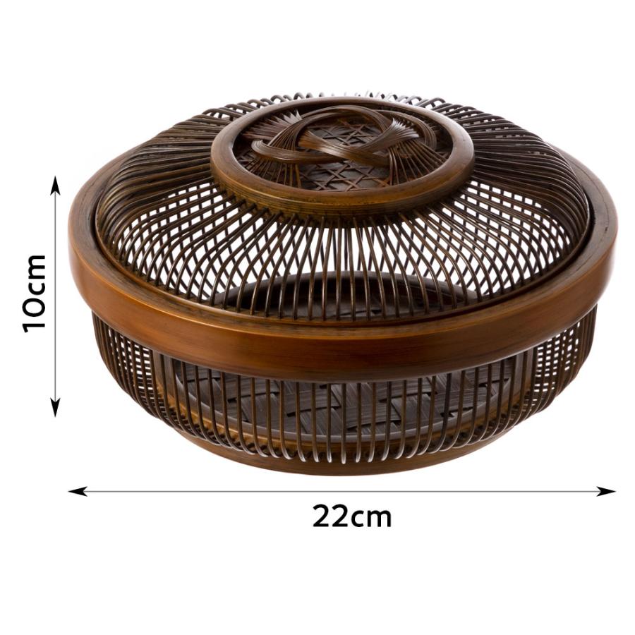 駿河竹千筋細工 盛器 丸愛 蓋付き 静岡県伝統工芸品 職人が竹ひごを