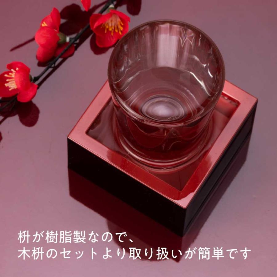岸本吉二商店 塗の枡酒セット 220ml 冷酒グラス150ml 八勺塗枡 もっ