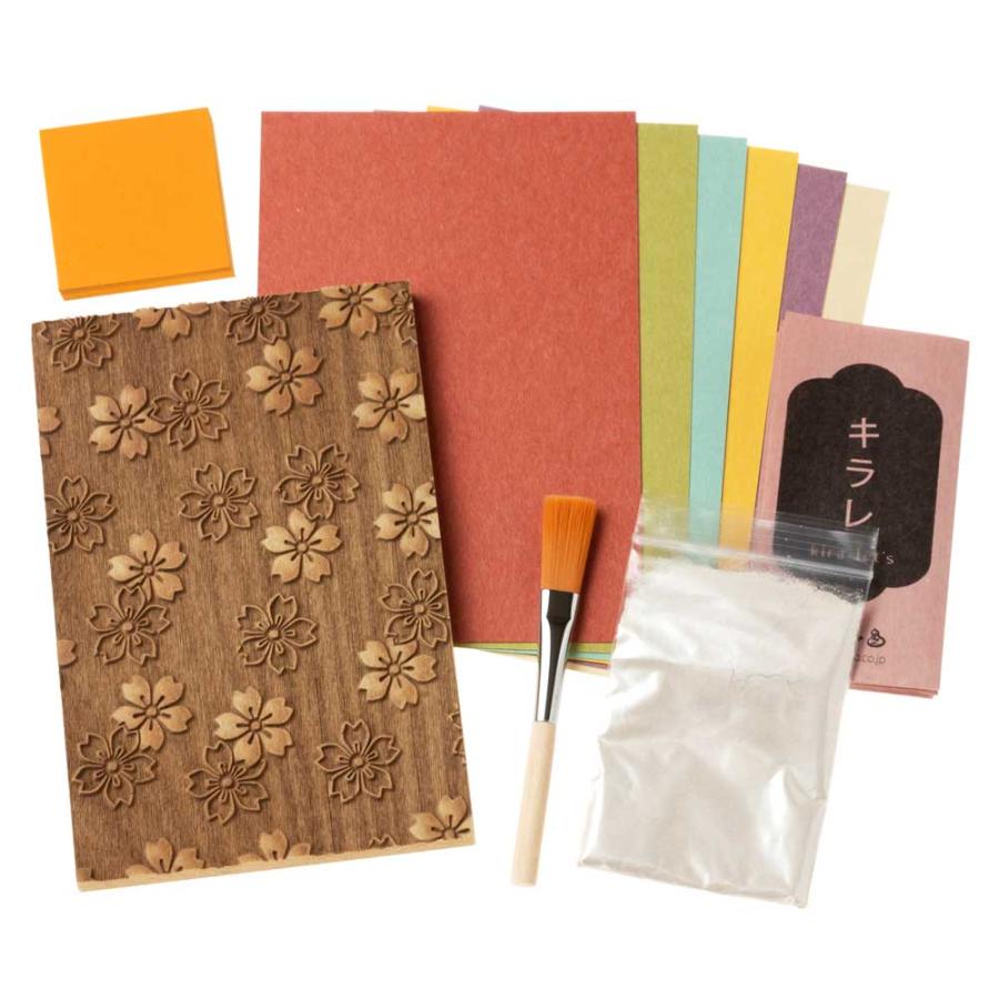 京からかみ キラレ 角桜 おうち時間を楽しむ木版スタンプキット 京都府の工芸品 Karakami woodblock stamp