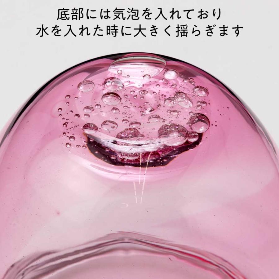 吹きガラスの金魚鉢 大004・桃 宙吹き製法で作られたハンドメイドの