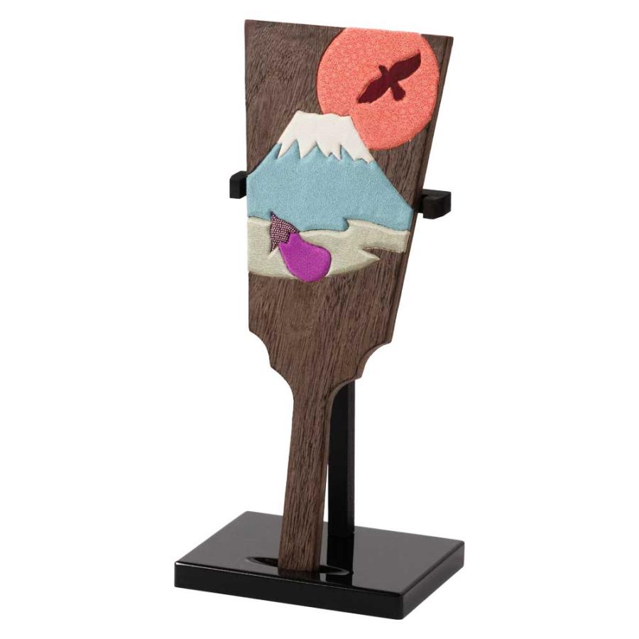 羽子板飾り・小 一富士二鷹三茄子 木目込み細工 スタンド付き 桐製