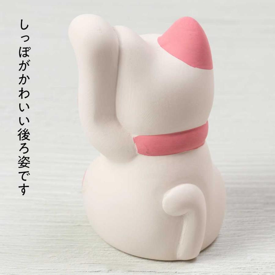 福色招き猫 手描きにこだわった愛らしい顔 昔ながらの招き猫 高さ7cm