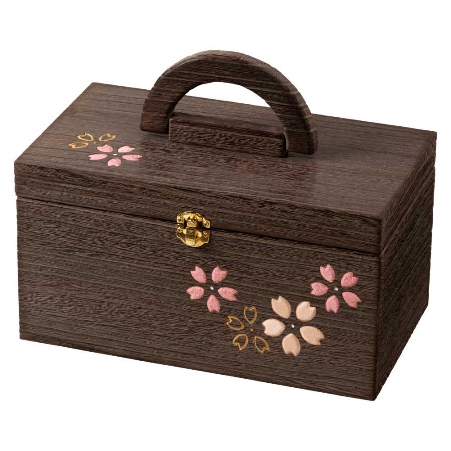 ソーイングボックス・大 (033) 桜 裁縫箱 木目込細工 桐製・時代仕上