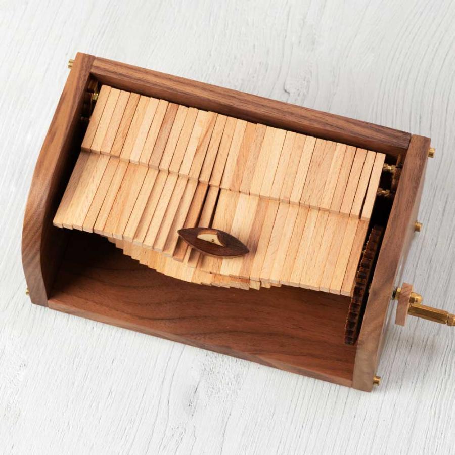 木製 波のからくり 手回しオルゴール オルゴール 手回し からくり 木の