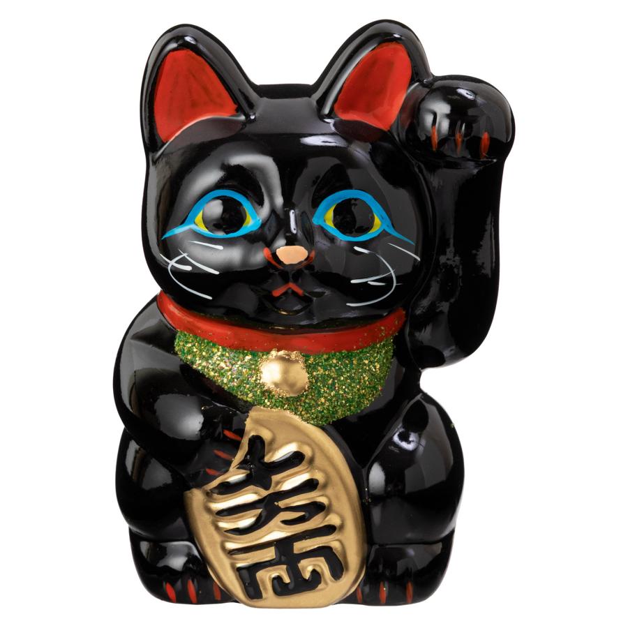 招き猫　左手上げ　黒ネコ　開運招福　千客万来　魔除け　縁起物　アンティーク 招き猫 左手上げ 黒ネコ 開運招福 千客万来 魔除け 縁起物