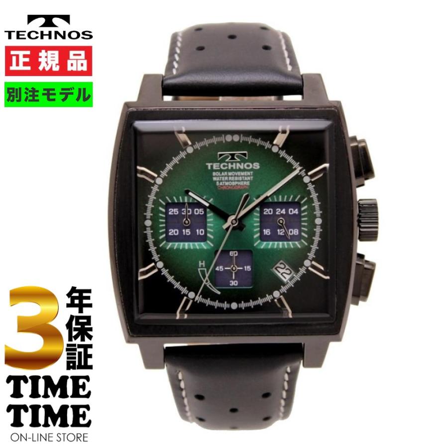TECHNOS（テクノス） 腕時計 メンズ ソーラー クロノグラフ グリーン