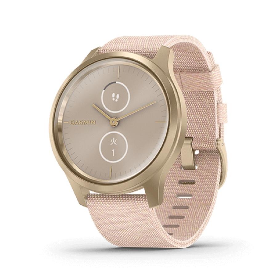 GARMIN ガーミン vivomove Style Blush Pink Nylon/Light Gold 010-02240-72 【安心のメーカー1年保証】血中酸素トラッキング Suica対応｜wbc-store-khm