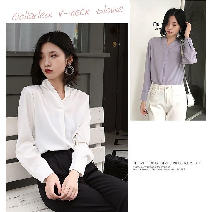 ブラウス シャツ レディース 長袖 夏 秋 スキッパー スキッパーシャツ Vネックトップス 長袖 シフォン メール便送料無料 Cut 172 Woman Collection 通販 Yahoo ショッピング