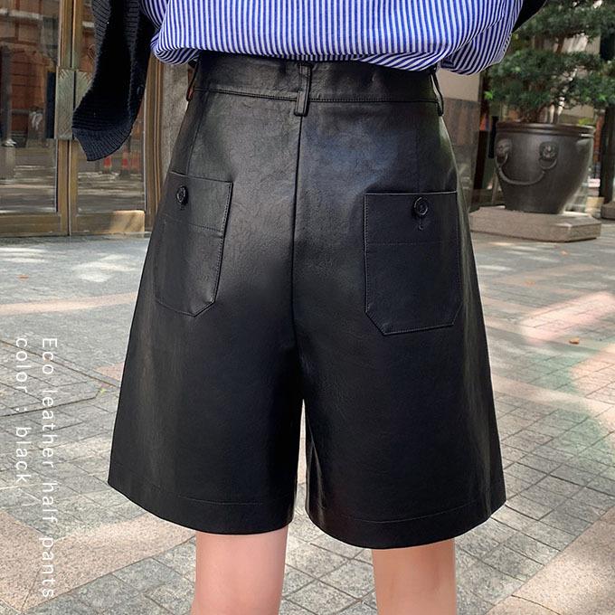 ハーフパンツ レディース 冬 秋 メール便送料無料 エコレザー 