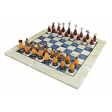定番 収集価値あり 15インチ x 15インチ チェスゲームボードセット StonKraft オーストラリア産大理石製 真鍮製 ラピスラズリ ボードゲーム