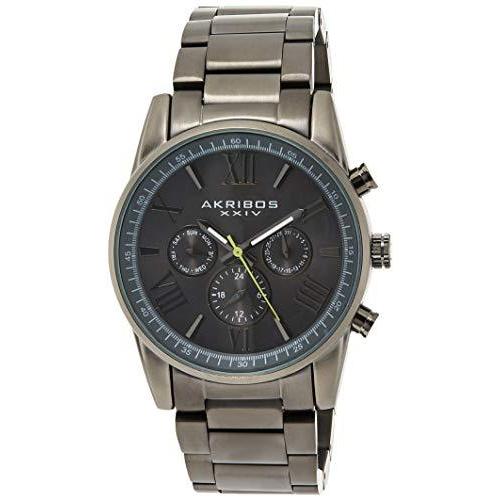 限定製作 Akribos Withグレーステンレススチ Dial Quartz多機能グレーアクセントダークグレーsunray Swiss S Men Xxiv 腕時計