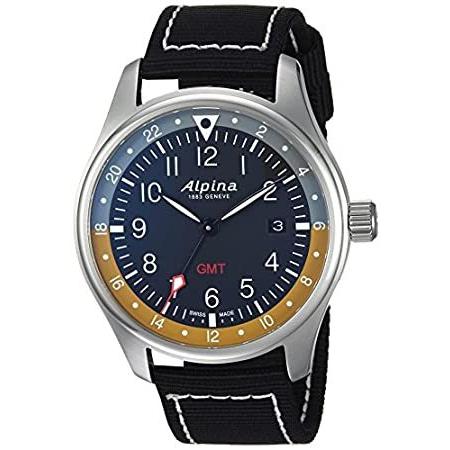 卸し売り購入 Alpina (モデル:AL-247BBG 21 ブラック ナイロンストラップ付き 腕時計 スイスクォーツ ステンレススチール スタータイマー メンズ 腕時計