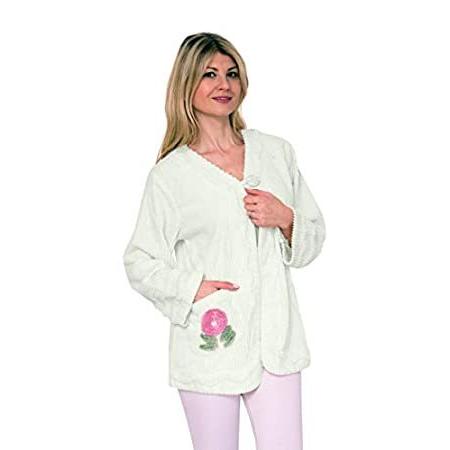 超可爱の & Bath Robes グリーン カラー: Large サイズ: US 刺繍入り ベッドジャケット シェニール織 コットン100% レディース バスローブ