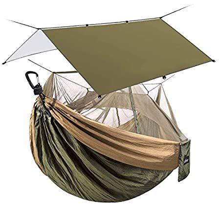 うのにもお得な 大放出セール Sunyear Double Camping Hammock with Mosquito Bug Net amp; Rain mac.x0.com mac.x0.com