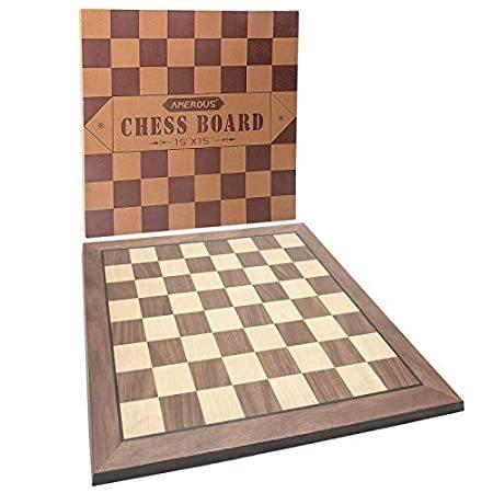 AMEROUS 15インチ 木製チェスボードのみ プロフェッショナルスタントントントーナメントチェスボード ピースなし ギフトパッケージ付き - チェ