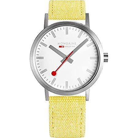 【スーパーセール】 Mondaine クラシック公式スイス鉄道腕時計 ホワイト/イエロー 腕時計