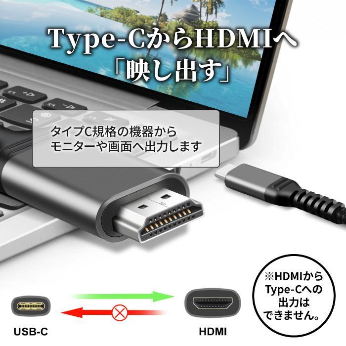 HDMIケーブル1m 2m iPhone Type-C 変換 タイプC 4K 車 プロジェクター HD パソコン テレビ 会議 ミラーリング | ブランド登録なし | 06