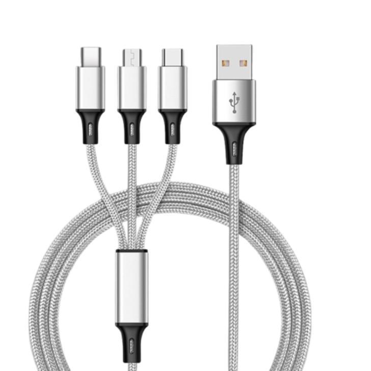 iPhone 充電ケーブル 3in1 タイプC USB Type-C ケーブル 急速充電 1.2m Android コンパクト microUSB 断線防止 | ブランド登録なし | 15