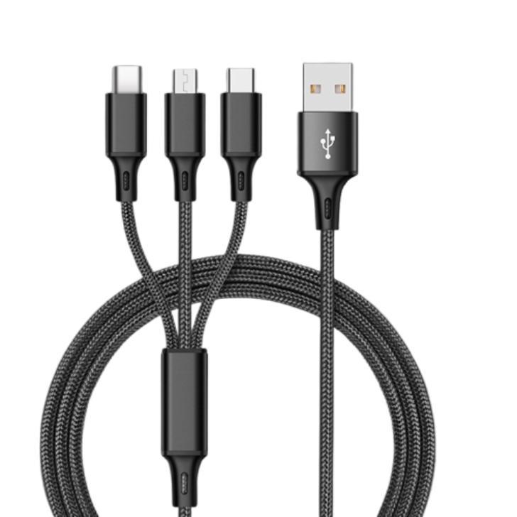 iPhone 充電ケーブル 3in1 タイプC USB Type-C ケーブル 急速充電 1.2m Android コンパクト microUSB 断線防止 | ブランド登録なし | 16