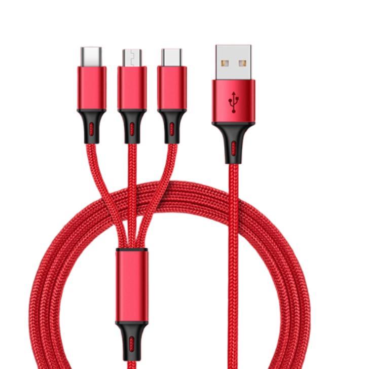 iPhone 充電ケーブル 3in1 タイプC USB Type-C ケーブル 急速充電 1.2m Android コンパクト microUSB 断線防止 | ブランド登録なし | 18