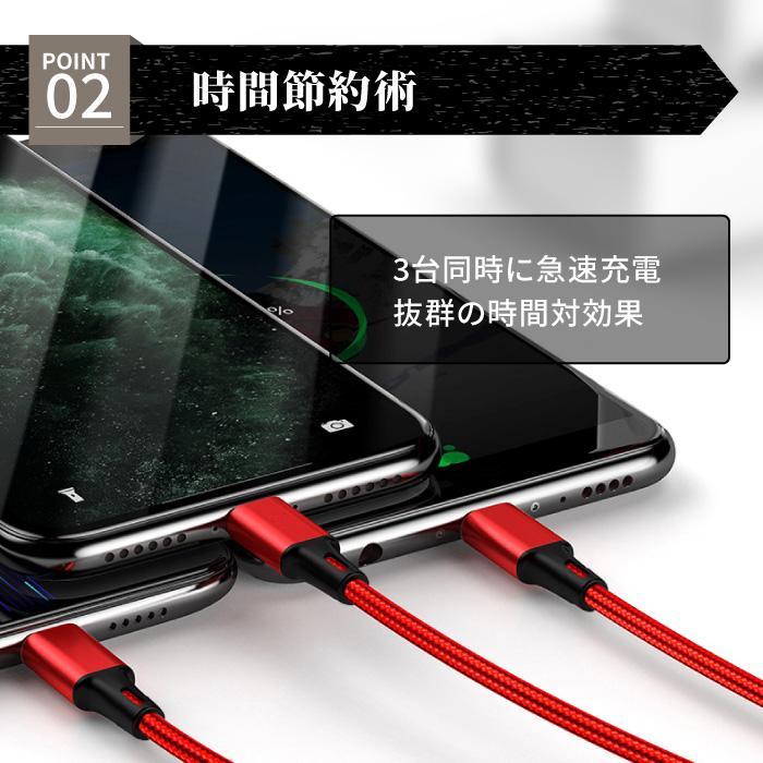 iPhone 充電ケーブル 3in1 タイプC USB Type-C ケーブル 急速充電 1.2m Android コンパクト microUSB 断線防止 | ブランド登録なし | 08