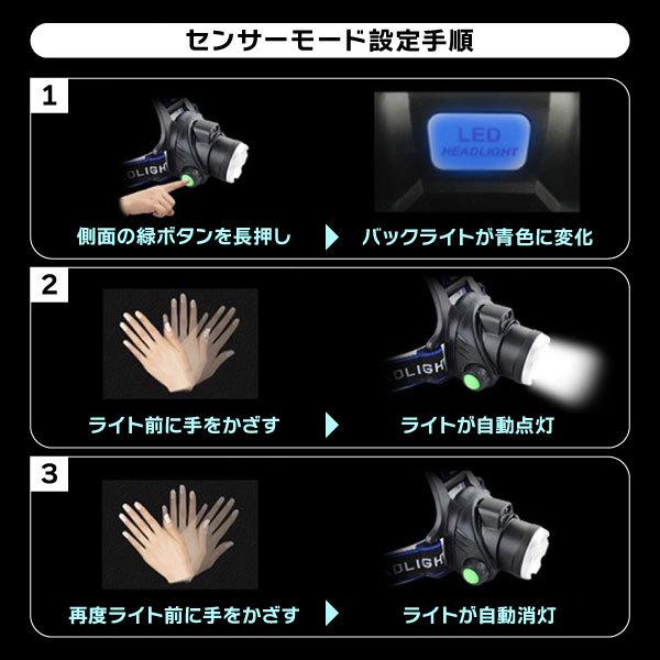 ヘッドライト 充電式 led ヘッドライト最強ルーメン 懐中電灯 防災グッズ 頭 LEDライト 作業灯 cob 強力 釣り 登山 防水 usb 人感センサー 防災 | ブランド登録なし | 06