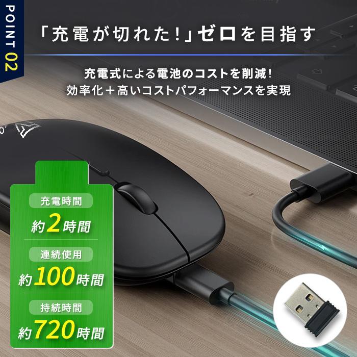 マウス  Bluetooth ワイヤレスマウス 無線 充電式 マウス ワイヤレス ブルートゥース ゲーミングマウス 小型 軽量 静音 光学式 薄型 2.4GHz | ブランド登録なし | 07