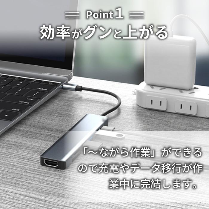 USBハブ 3.0 sdカードリーダー USB3.0 ハブ Type-C 車 7in1 7ポート 薄型 HDMI 4K micro SD 高速 Macbook Windows ノートPC | ブランド登録なし | 02