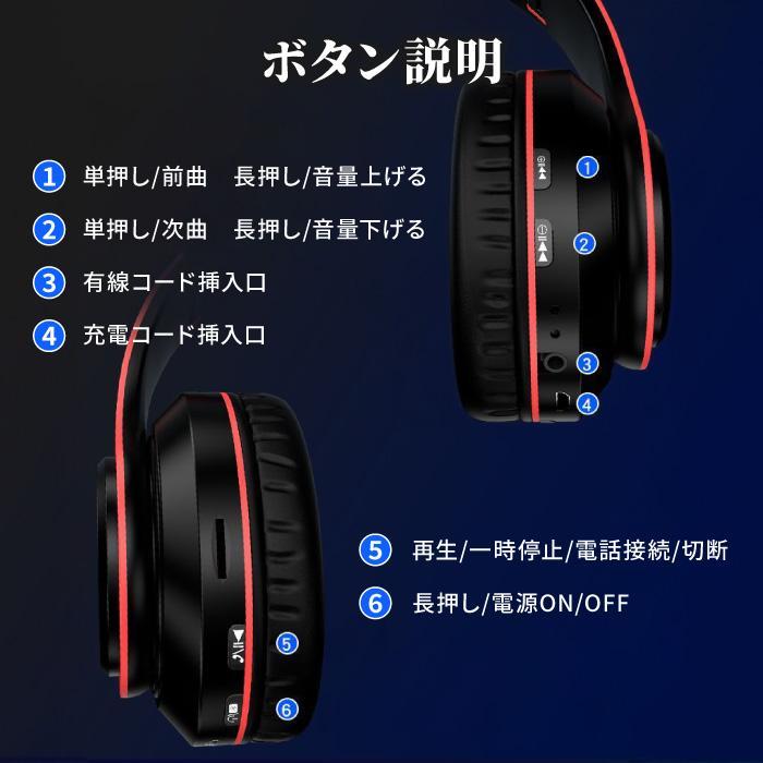 ヘッドホン Bluetooth 有線 ワイヤレス 充電式 USB 高音質 ヘッドフォン 密閉型 HiFi 重低音 長時間 シンプル かっこいい 超PayPay祭 | ブランド登録なし | 11