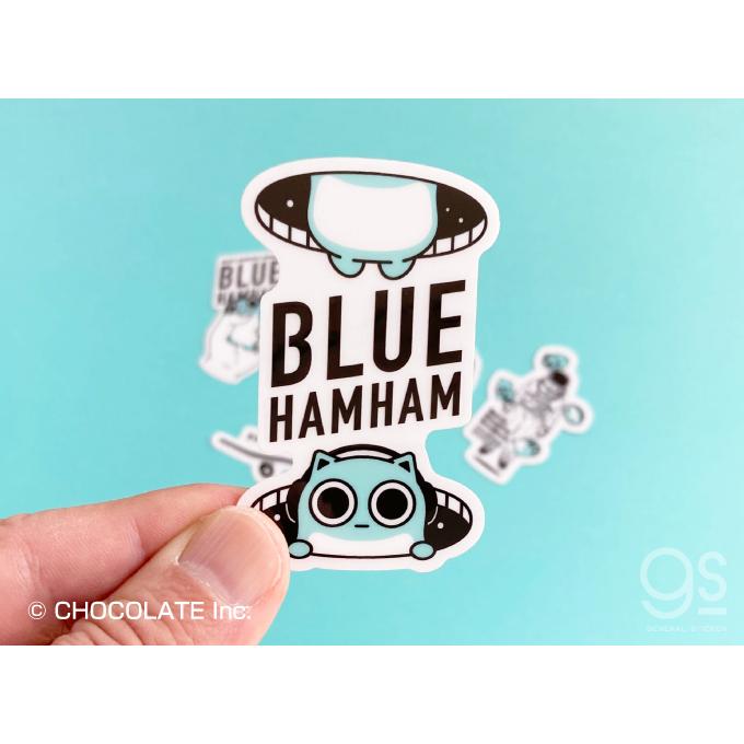 BLUE HAMHAM HAND/透明ステッカー キャラクターステッカー ブルー