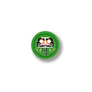ダルマ缶バッジ CBDA004 緑 「健康」 だるま 達磨 願掛け 願い 運勢 お守り｜we-love-sticker