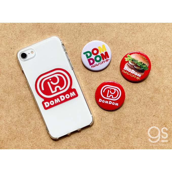 ドムドムハンバーガー 44mm缶バッジ 新ロゴ（赤）ハンバーガー