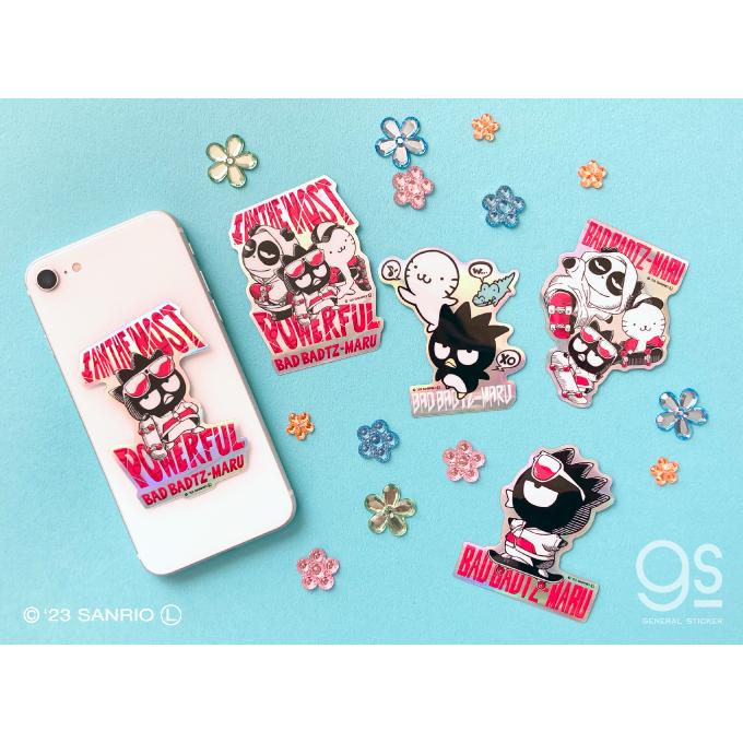 バッドばつ丸 ホログラムステッカー みんなでスケボー キャラクター