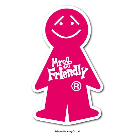 Mr.Friendly ミニステッカー 桃 ピンク ミスターフレンドリー