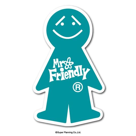 Mr.Friendly ミニステッカー 青緑 ミスターフレンドリー ステッカー