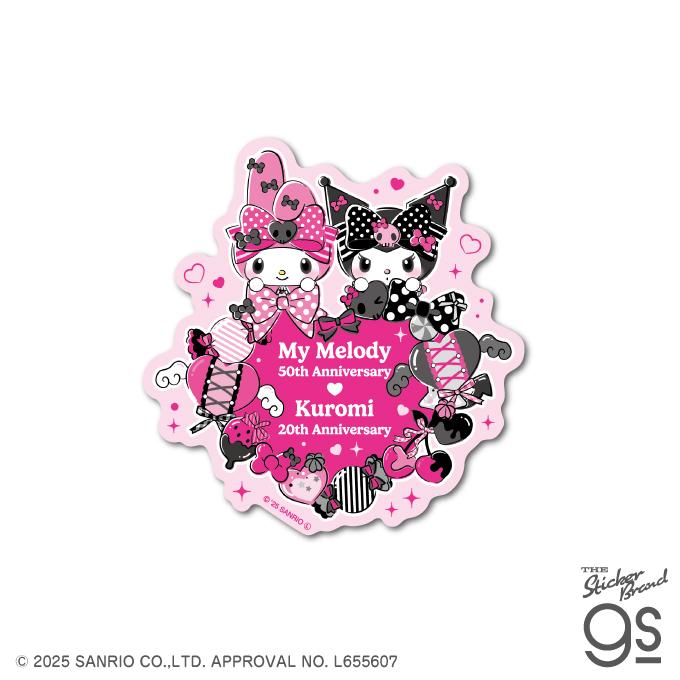 マイメロディ50th&クロミ20thステッカー ピンクブラックパーティ マイメロディ50th&クロミ20thステッカー ピンクブラックパーティ
