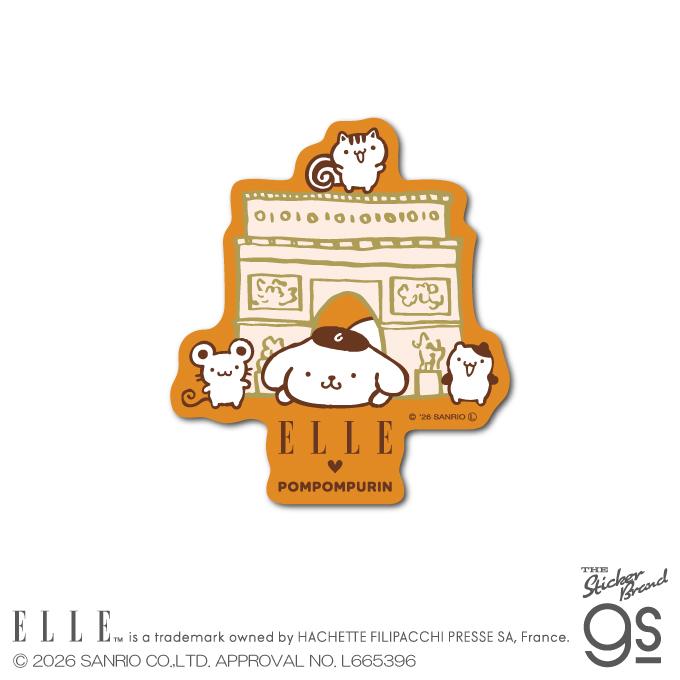 ELLE×ポムポムプリン ダイカットステッカー 集合 サンリオ sanrio