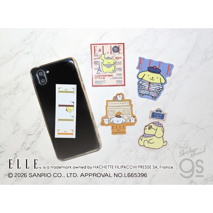 ELLE×ポムポムプリン ダイカットステッカー 集合 サンリオ sanrio