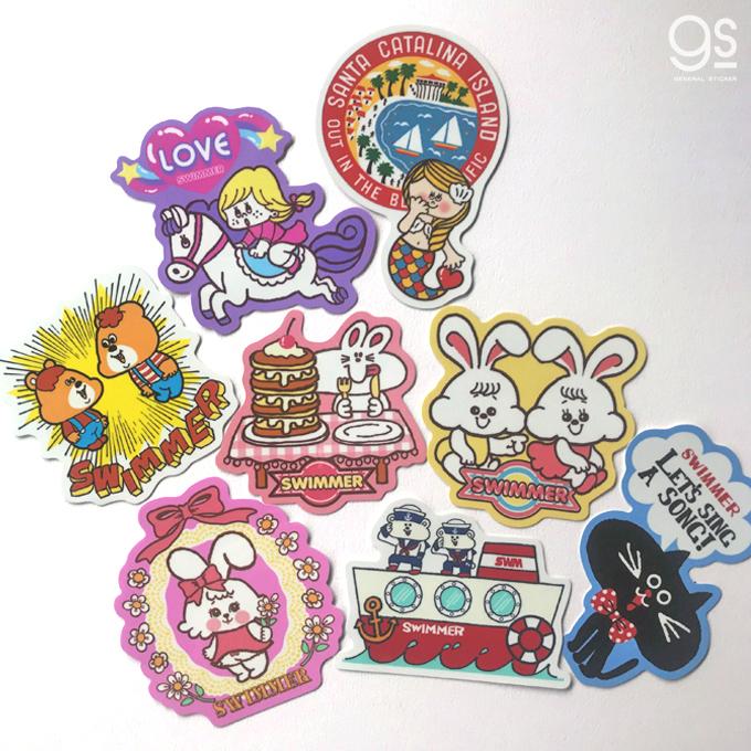 Swimmer うさぎ キャラクターステッカー スイマー ブランド イラスト かわいい パステル レトロ 雑貨 Swm007 Gs 公式グッズ Swm 007 ゼネラルステッカー 通販 Yahoo ショッピング