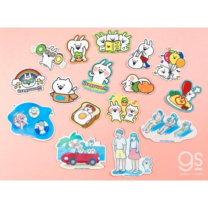全12種セット うさぎゅーん キャラクターステッカー ダイカット うさぎ