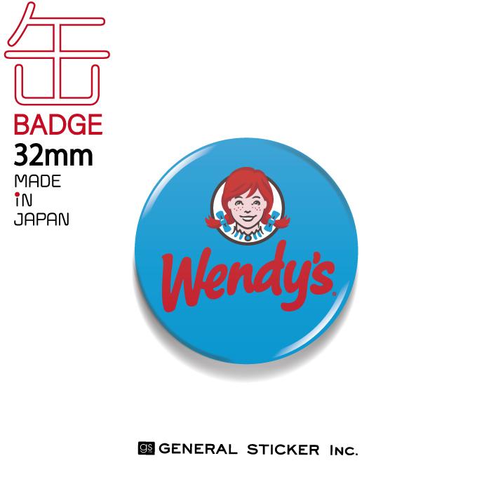 ウェンディーズ 缶バッジ 32mmサイズ BLUE ウェンディーちゃん WENDY'S