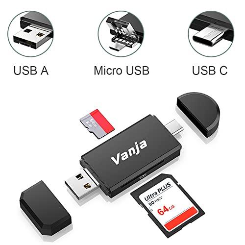 Vanja Type Cカードリーダー 3-in-1 USB 2.0ポータブルメモリーカードリーダー Micro USB - USB C OTGアダプ｜we-st-villa-ge｜02