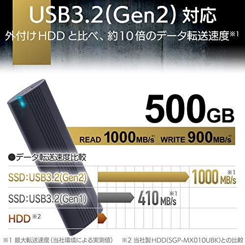 人気ショップ エレコム 外付けSSD ポータブル USB3.2(Gen2)対応 Type-C 500GB PS5/PS4(メーカー動作確認済) ブラック ESD-E