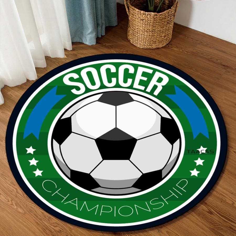 3Dラウンドサッカーカーペット,子供用サッカーボール,家の遊び場,男の子の寝室,バスケットボールのプリント,フランネル