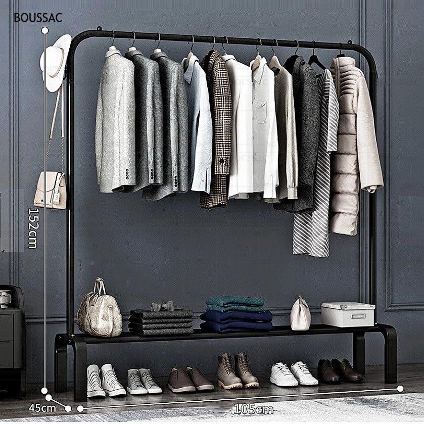 Single Double Pole Clothing Rack Spray Paint Metal Tube Clothes Hanger