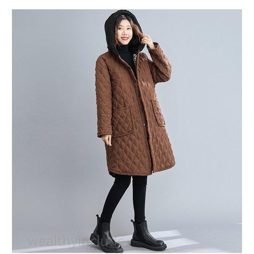 手数料安い レディース 中綿コート 秋冬アウター 可愛い おしゃれ 暖かい 50代 30代 防寒 大きいサイズ ロングコート 中綿 ダウンジャケット 40代 フード付き 中綿コート サイズ L