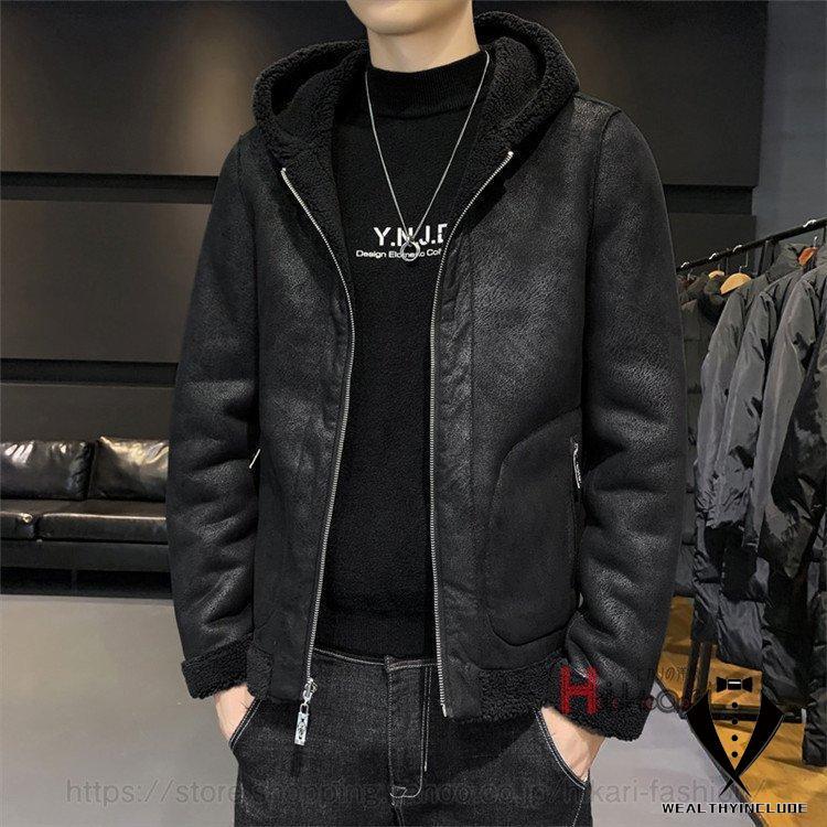 ムートンコート メンズ スエード 冬物 アウター 厚手コート ボア  