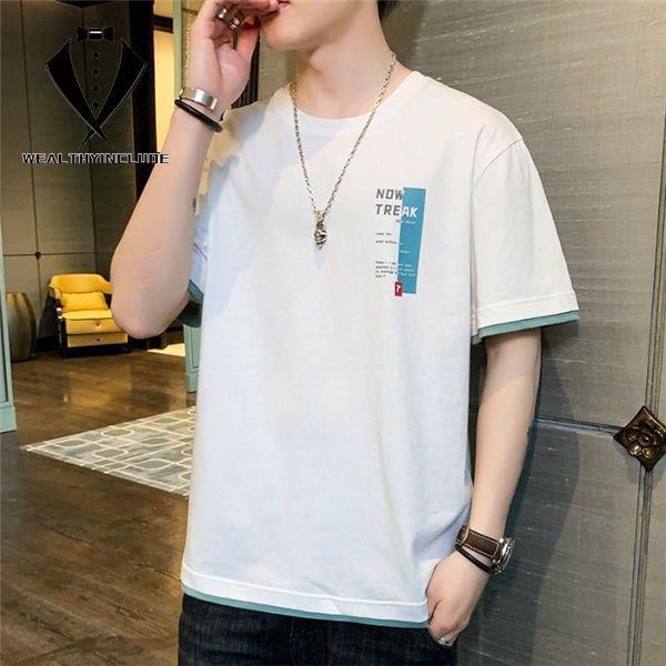 Tシャツ メンズ 半袖tシャツ おもしろい トップス 黒tシャツ 白tシャツ 重ね風 重ね着 Tシャツ 半そでtシャツ 涼しいtシャツ 春夏 夏服 サマー 最新作