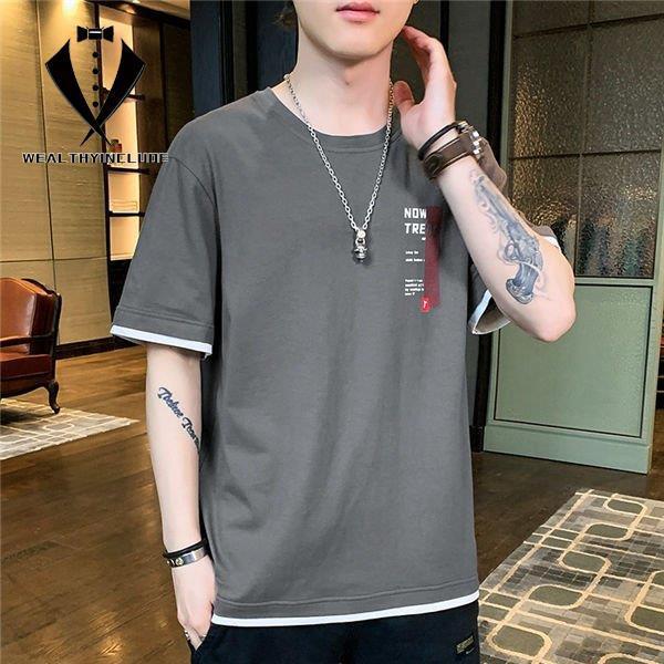 Tシャツ メンズ 半袖tシャツ おもしろい トップス 黒tシャツ 白tシャツ 重ね風 重ね着 Tシャツ 半そでtシャツ 涼しいtシャツ 春夏 夏服 サマー 最新作